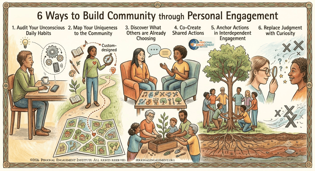 These are 6 ways to build community through personal engagement ©2026 Personal Engagement Institute. All rights reserved. personalengagement.org.